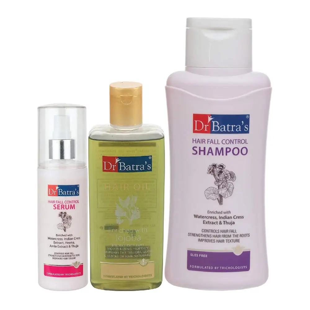 Dr Batra's Hair Fall Control Serum -125 ml, Shampoo - 500 ml & Hair Oil - 200 ml Combo,  3 Piece(s)/Pack  Hair Care