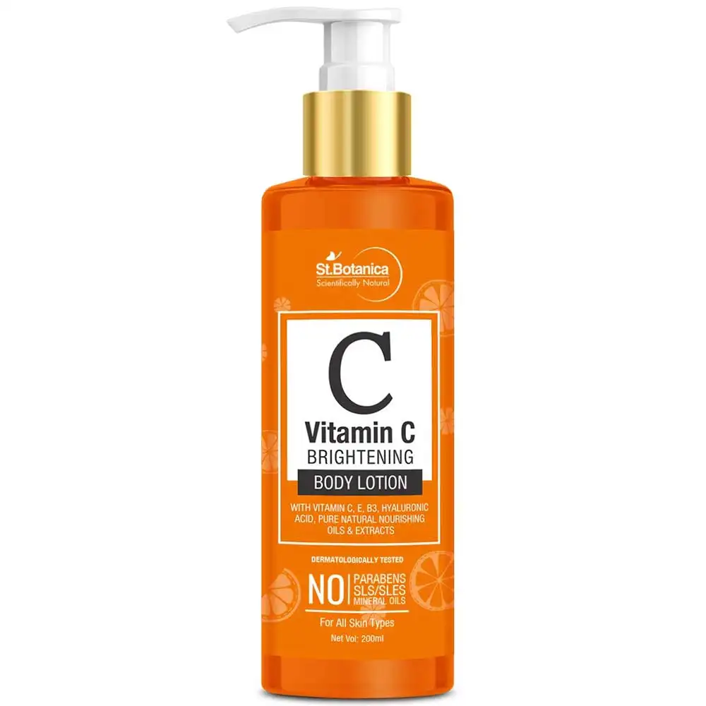 St.Botanica Vitamin C Brightening Body Lotion,  200 ml  Pure Natural Nourishing Oils & Extracts