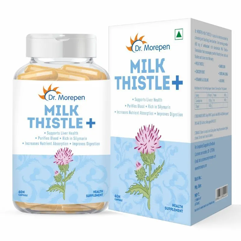 Dr. Morepen Milk Thistle+ For Liver Detox, Silymarin Milk Thistle Capsules, Liver Support