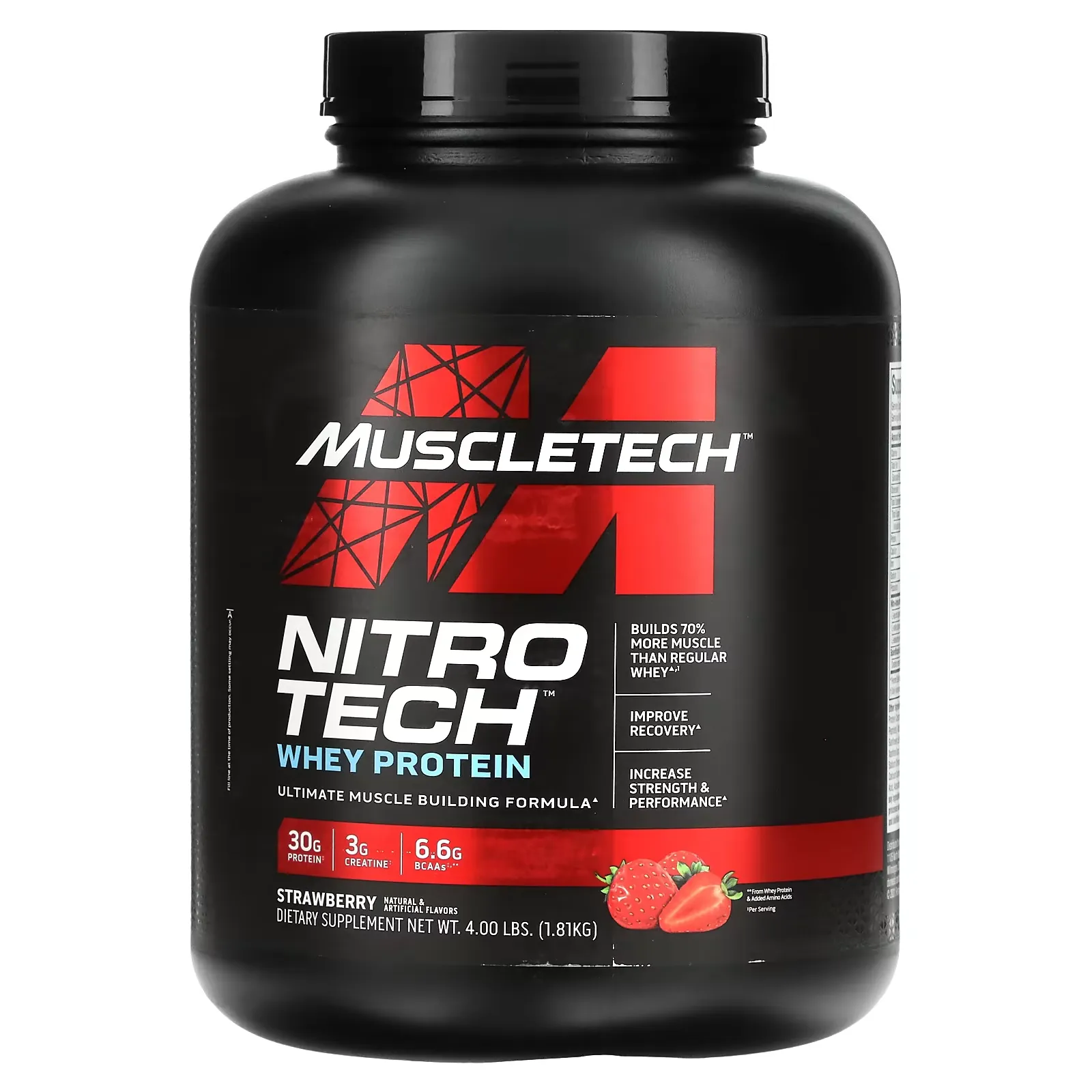 Nitro Tech, Whey Protein, Strawberry, 4 lbs (1.81 kg)