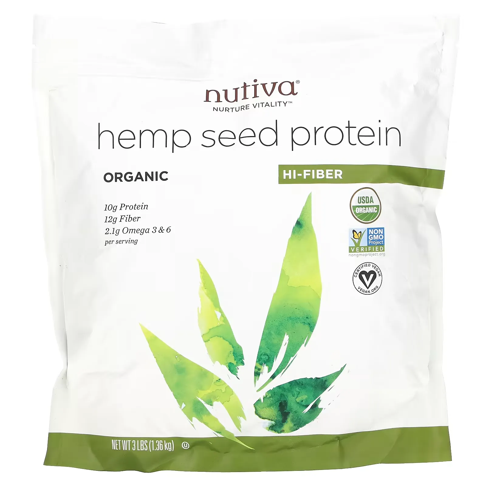 Organic, Hemp Protein, Hi-Fiber, 3 lbs (1.36 kg)