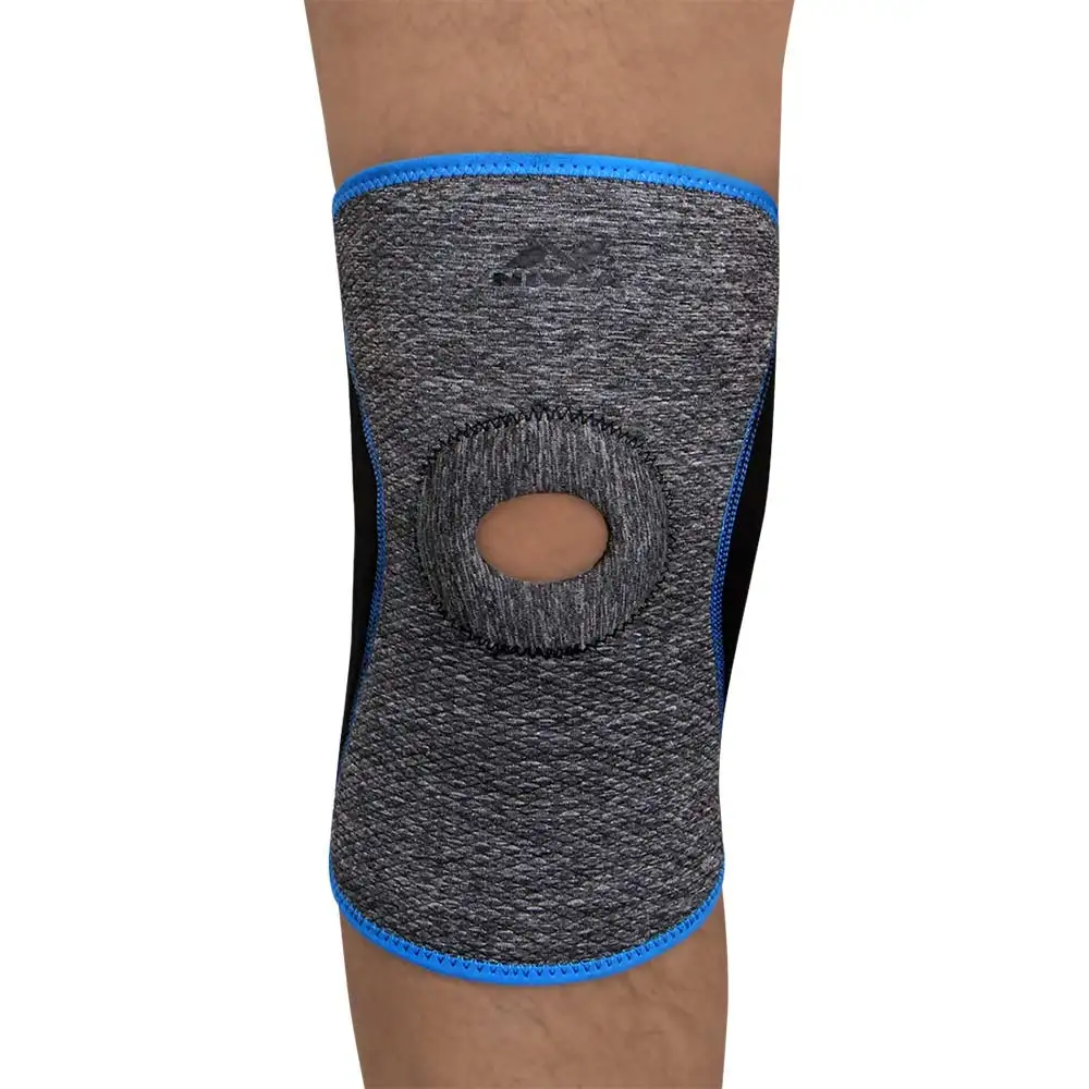 Nivia Orthopedic Knee Support with Patella Hole Slip-In Type (MB-09),  Grey-Black  Medium