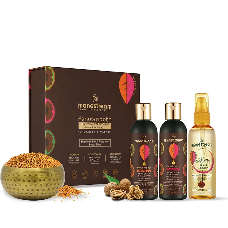 Manestream Fenusmooth Ayurvedic Frizzy Hairs Treatment & Hair Shine Kit