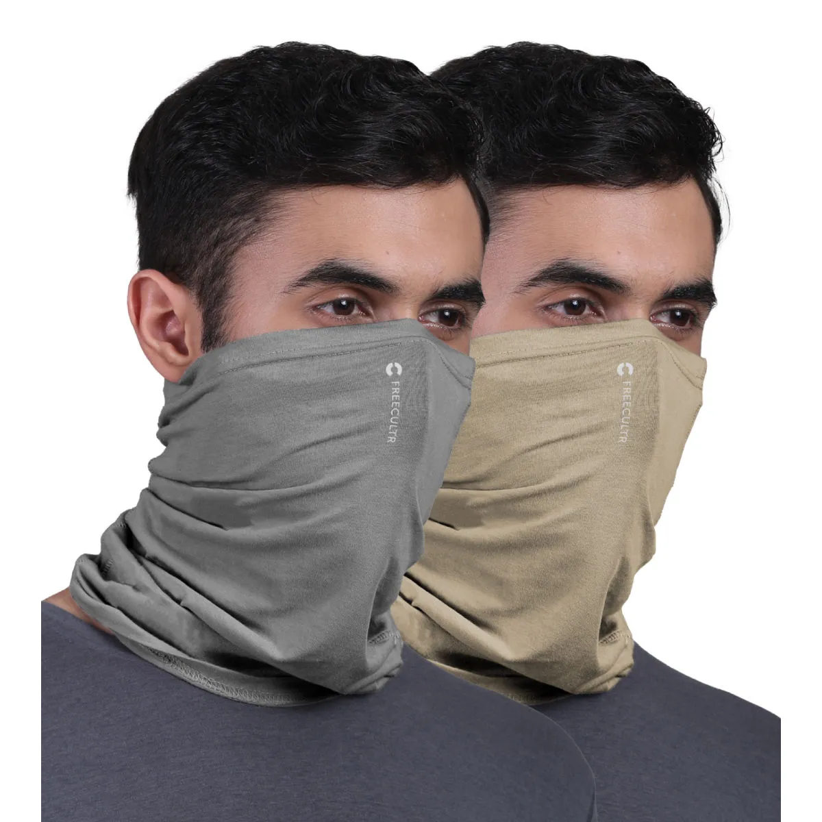 FREECULTR Unisex Plain Bamboo Bandana Anti Microbial Multipurpose Cloth Face Mask (pack Of 2)