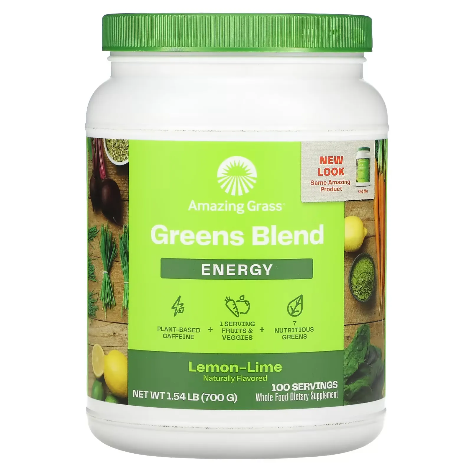 Green Blend, Energy, Lemon-Lime, 1.54 lb (700 g)