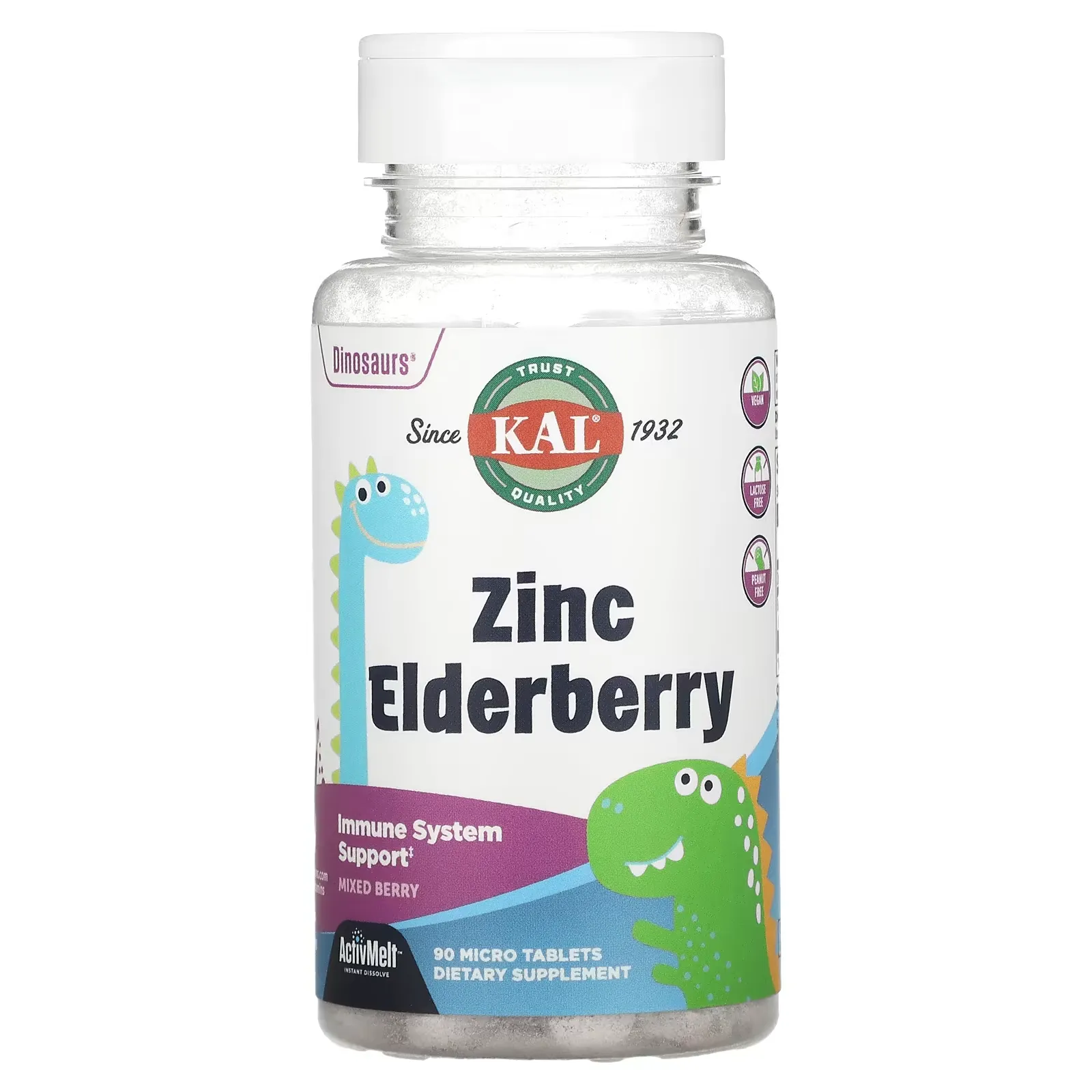 Dinosaurs, Zinc Elderberry, Mixed Berry, 90 Micro Tablets