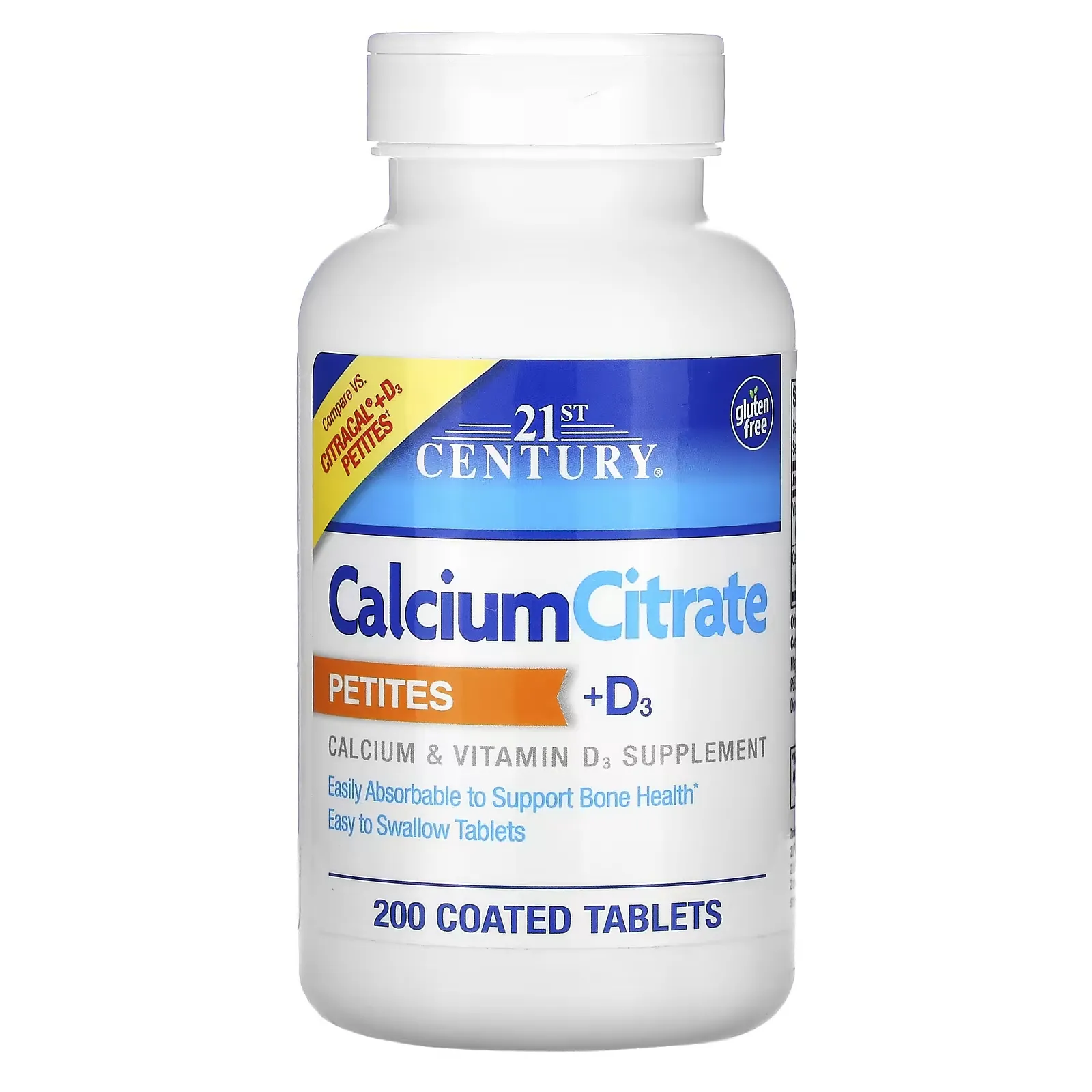 Calcium Citrate Petites + D3, 200 Coated Tablets