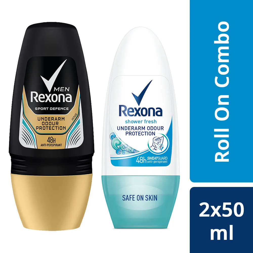 Rexona Men Sport Defence Anti-Perspirant Under Arm + Shower Fresh Underarm Odour Protection Roll On Combo