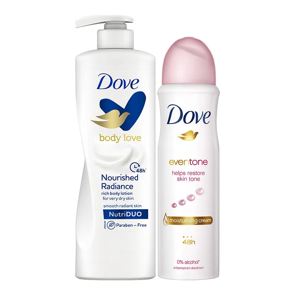 Dove Body Love Nourished Radiance Body Lotion & Eventone Deodorant For Women