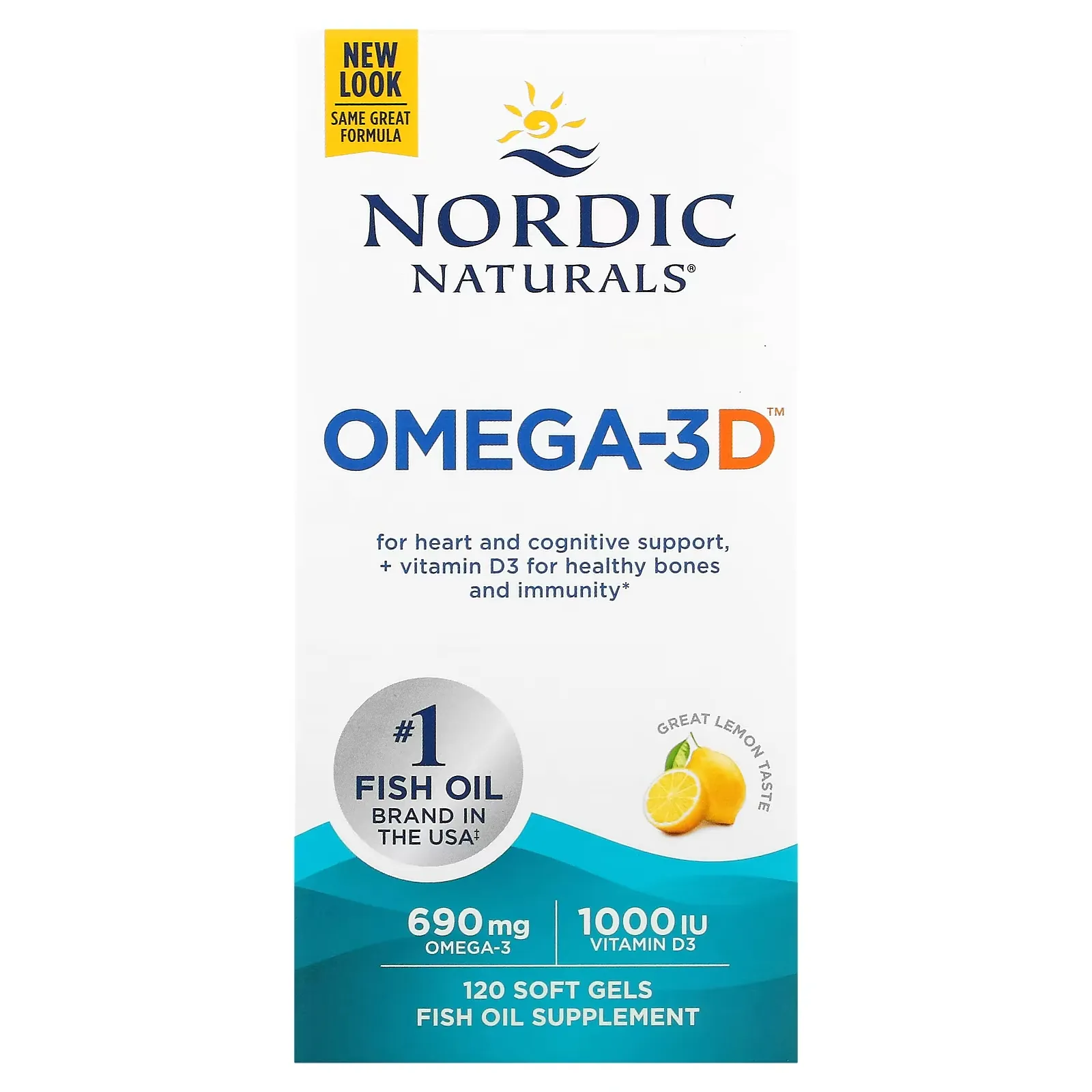 Omega-3D, Lemon, 120 Soft Gels