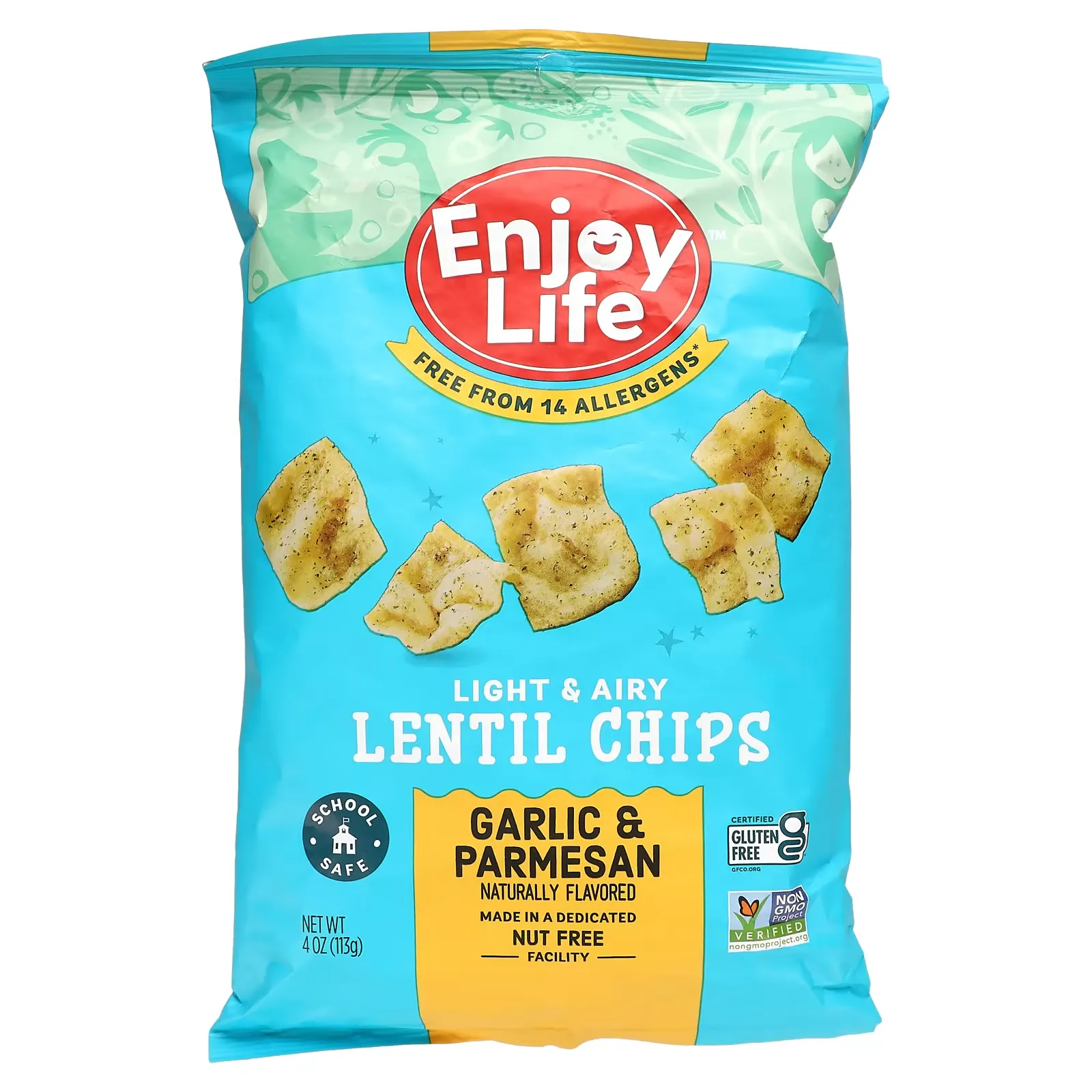 Light & Airy Lentil Chips, Garlic & Parmesan, 4 oz (113 g)