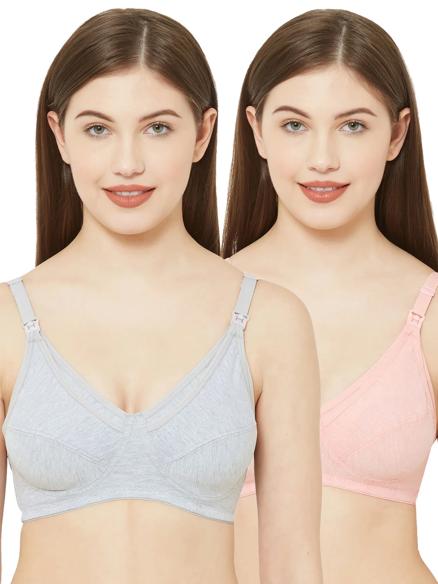 Juliet Womens Non Padded Non Wired Feeding Bra Combo J 522 Grey Peach (32C)