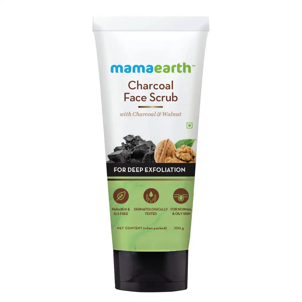 Mamaearth Charcoal Face Scrub,  100 g  with Charcoal & Walnut for Deep Exfoliation