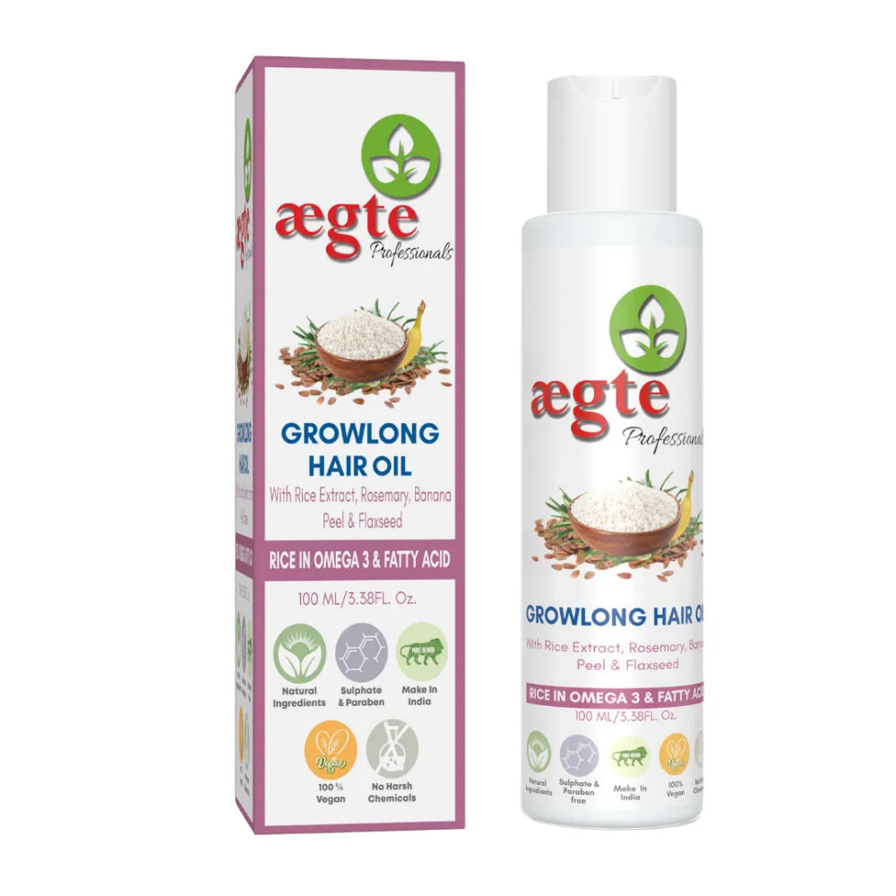 Aegte Growlong Hair Oil Enriched with Rice Flaxseed Oil Rosemary and Banana Peel Extracts