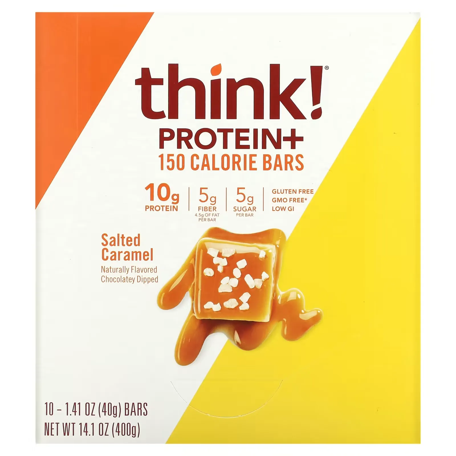 Protein+ 150 Calorie Bars, Salted Caramel, 10 Bars, 1.41 oz (40 g) Each