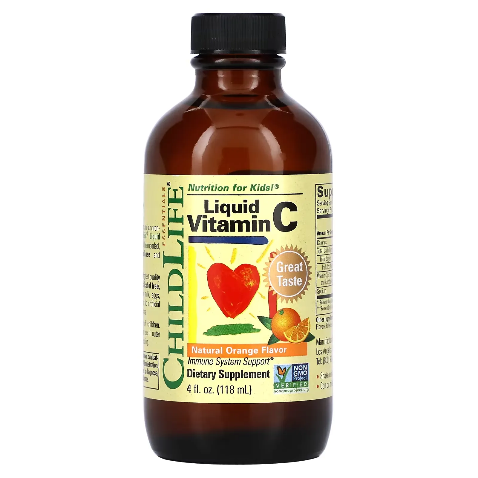 Essentials, Liquid Vitamin C, Natural Orange, 4 fl oz (118.5 ml)