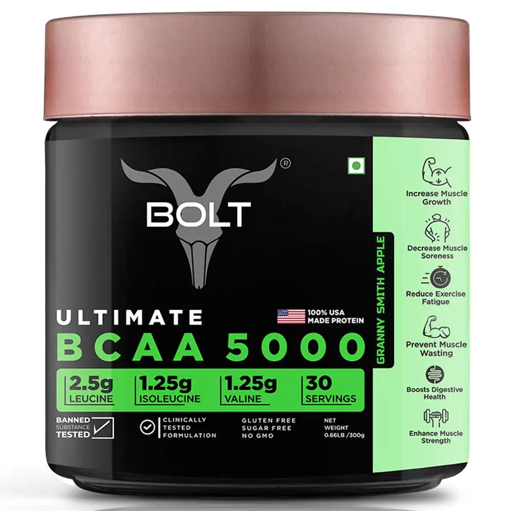 Bolt Ultimate BCAA 5000,  0.66 lb  30 Servings  Granny Smith Apple