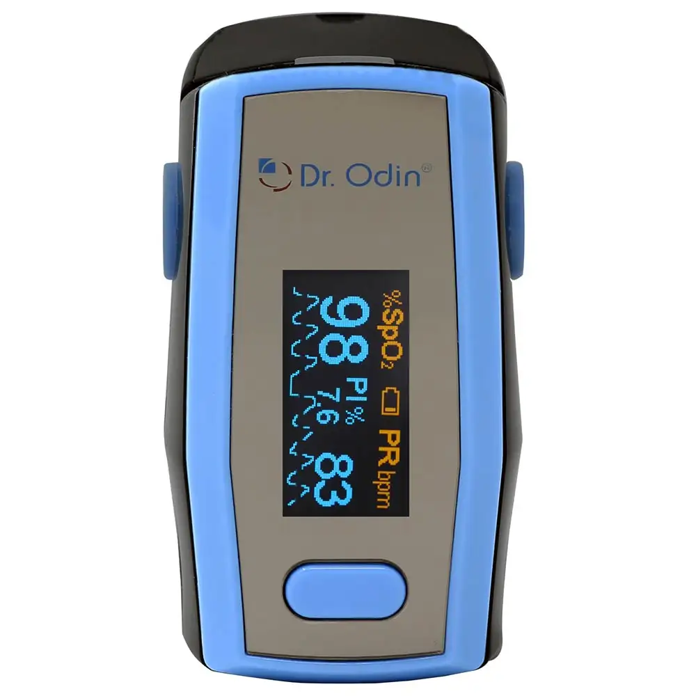 Dr. Odin Oximeter Fingertip with Pulse Sound OLED Display,  Blue and Black