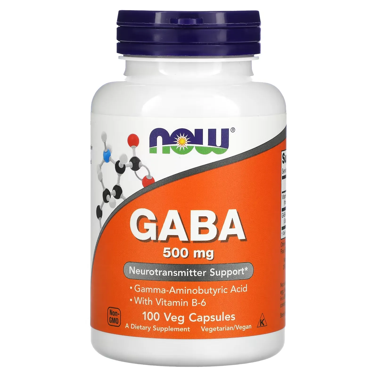 GABA with Vitamin B-6, 500 mg, 100 Veg Capsules