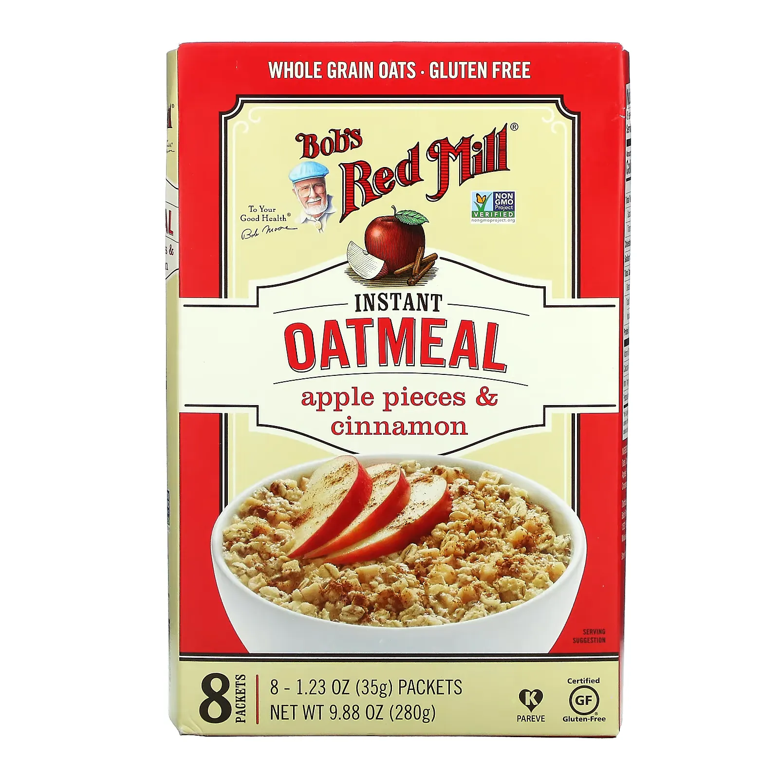 Instant Oatmeal Packets, Apple Pieces & Cinnamon, 8 Packets, 1.23 oz (35 g) Each