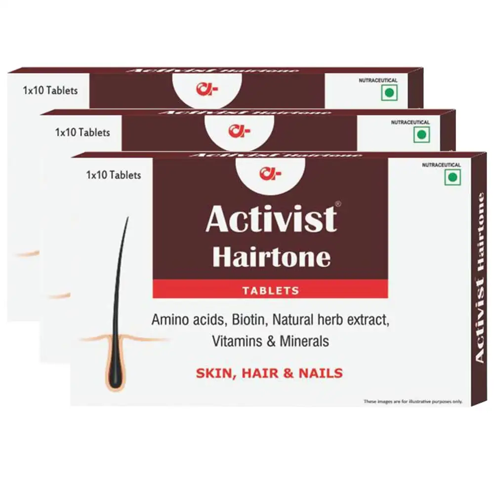 Activist Hairtone,  10 tablet(s)  Unflavoured (Pack of 3)