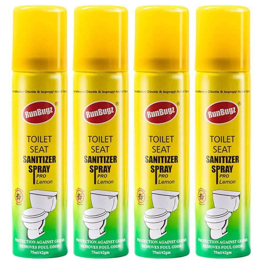 RunBugz Toilet Seat Sanitizer Spray,  Lemon  75 ml  Protection Against Germs (Pack of 4)