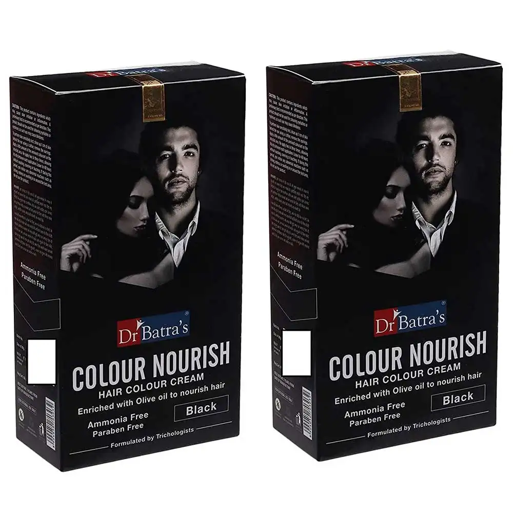 Dr Batra's Colour Nourish Hair Colour Cream,  60 ml  Black (Pack of 2)