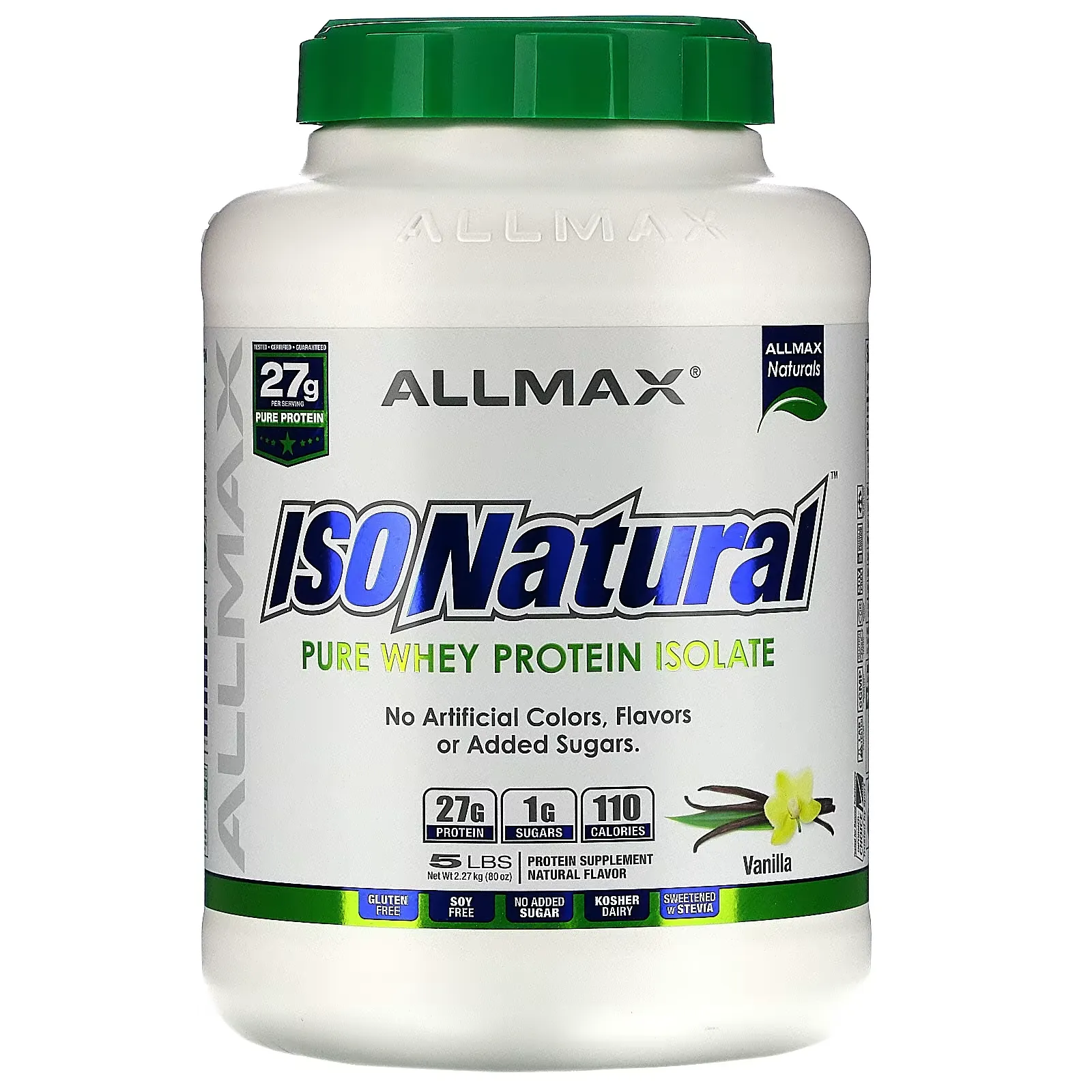 IsoNatural, Pure Whey Protein Isolate, Vanilla, 5 lbs (2.27 kg)