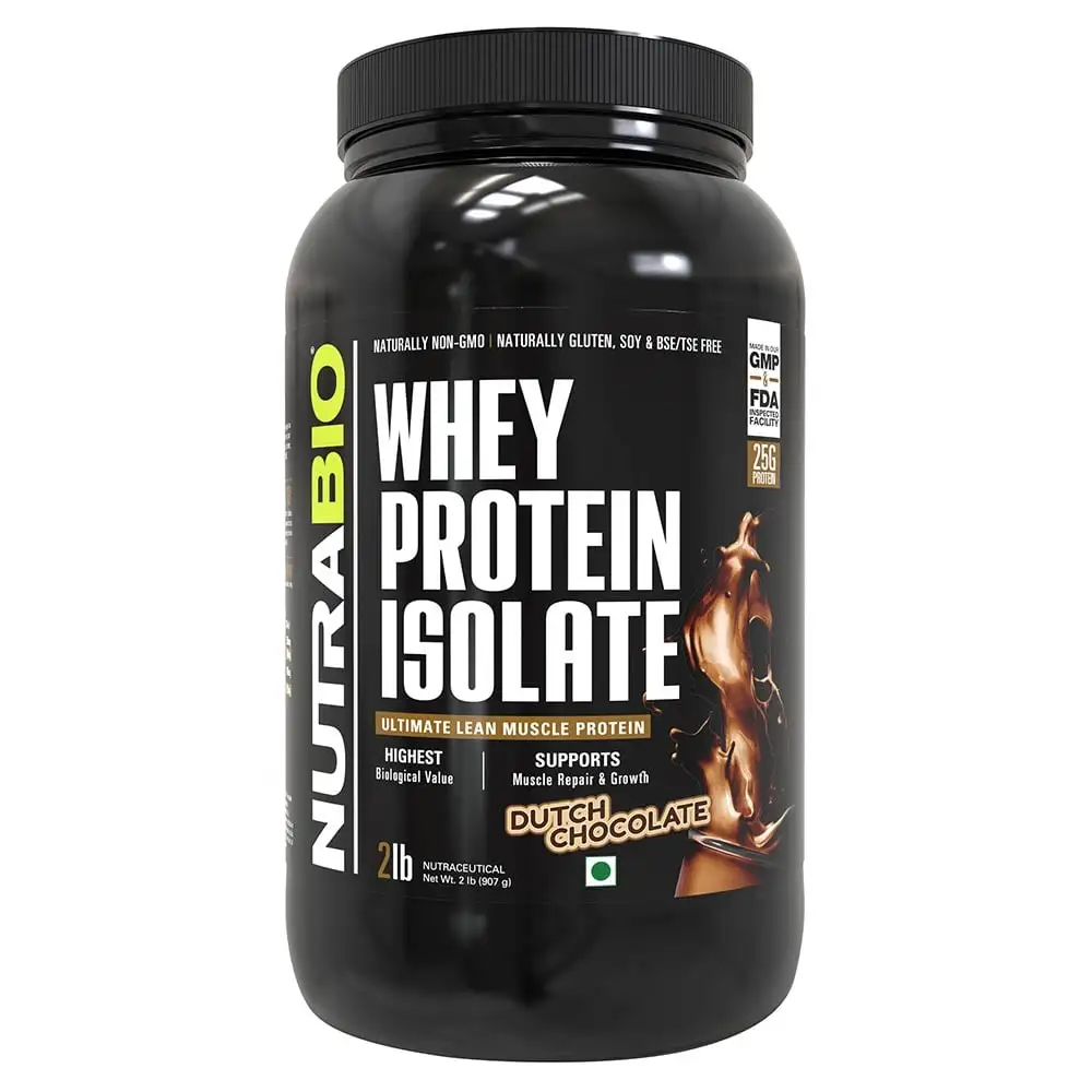 NutraBio Whey Protein Isolate,  2 lb  Dutch Chocolate