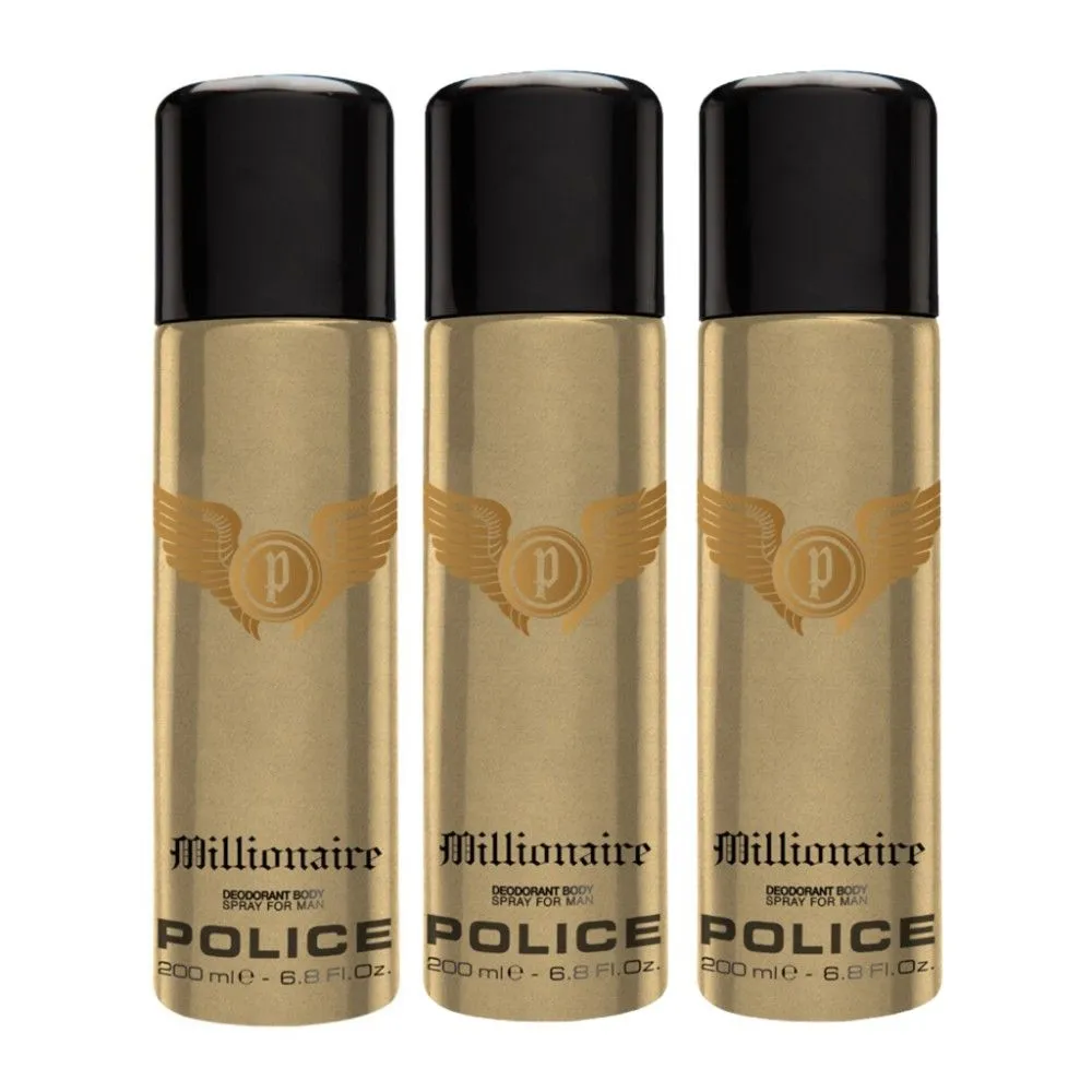 Police Millionaire Homme Deodorant Spray (Pack Of 3)