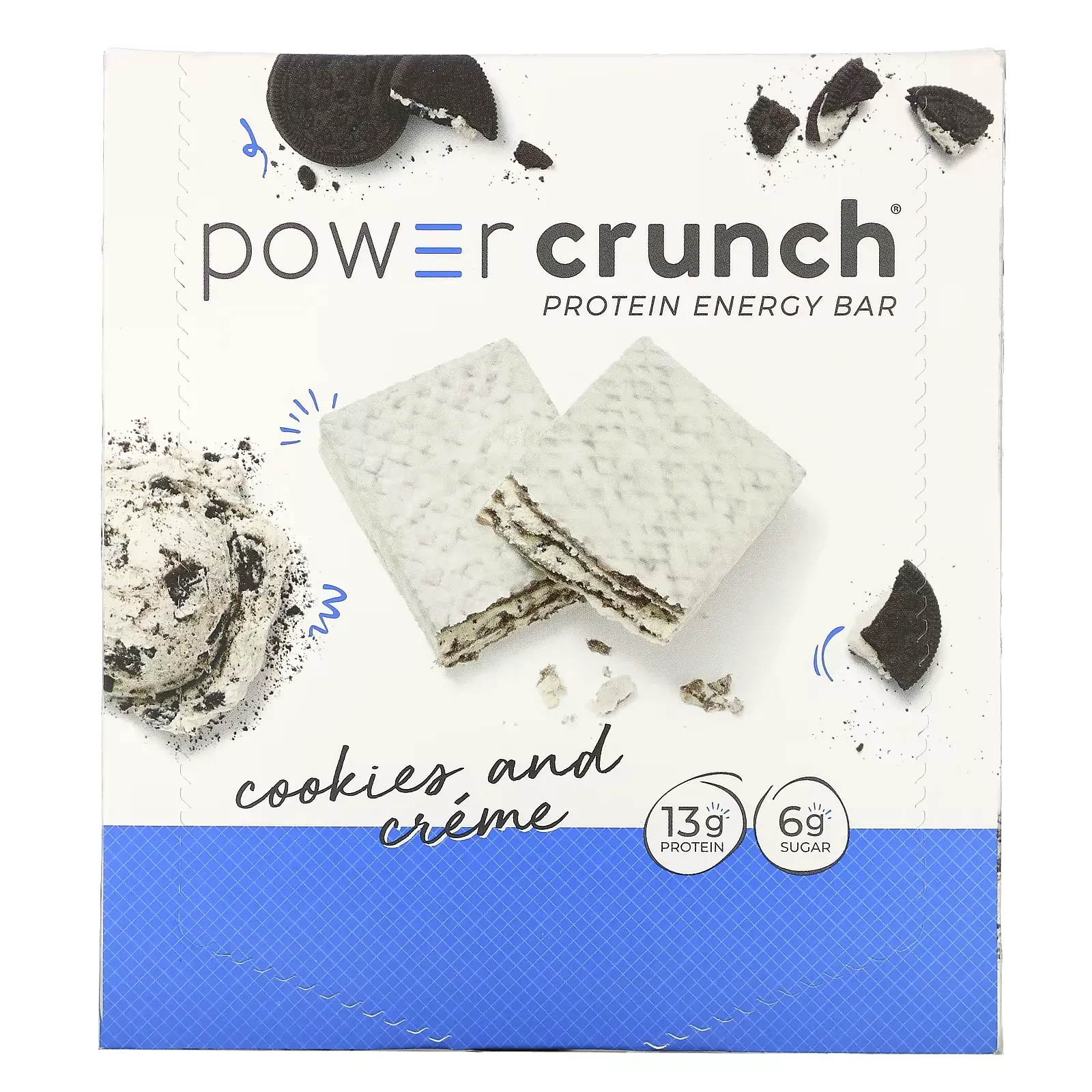 Power Crunch Protein Energy Bar, Cookies and Crème, 12 Bars, 1.4 oz (40 g) Each