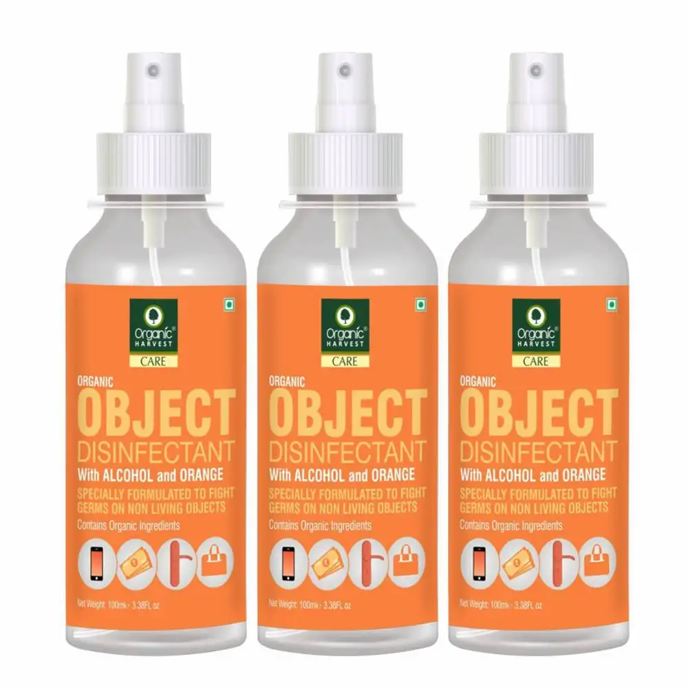 Organic Harvest Object Disinfectant,  Alcohol & Orange  100 ml  Protection from Germs (Pack of 3)