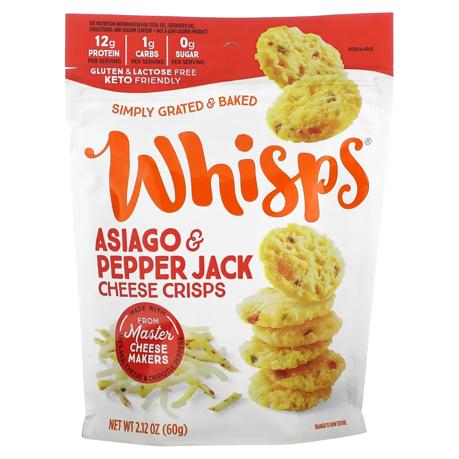 Asiago & Pepper Jack Cheese Crisps, 2.12 oz ( 60 g)