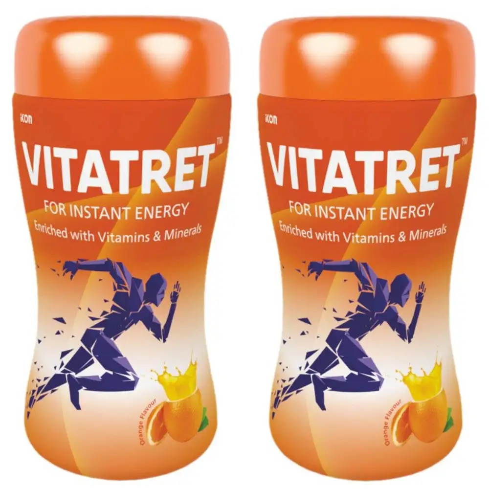 Vitatret Vitamins & Minerals Powder,  Orange (Pack of 2)  210 g