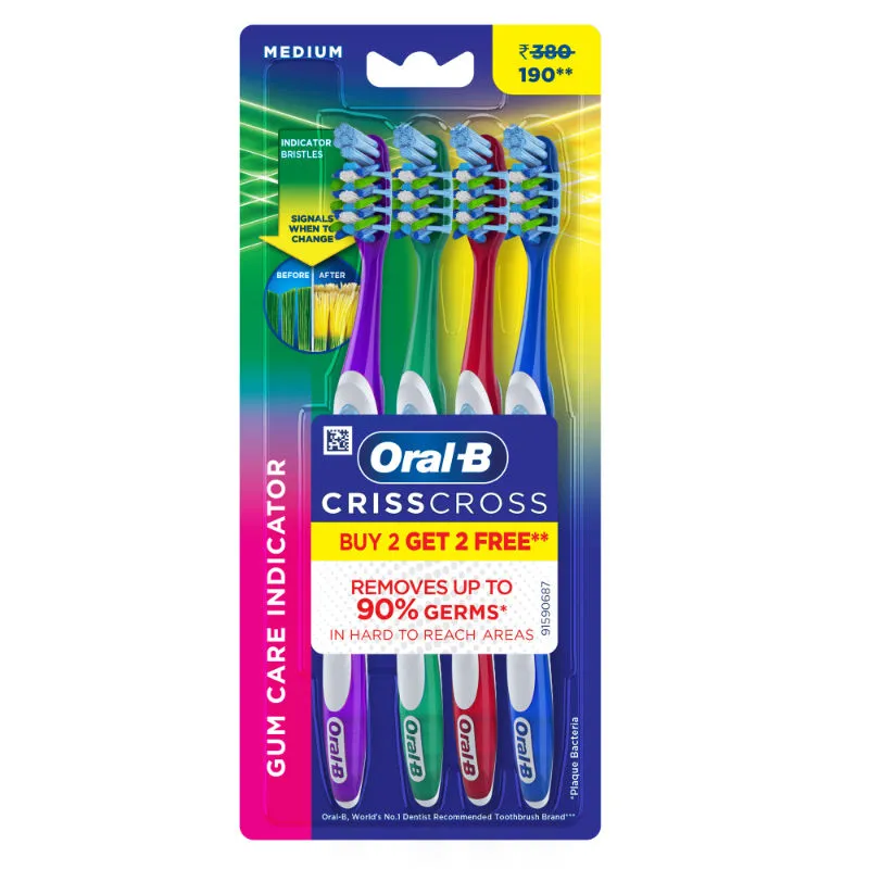 Oral-B Criss Cross Gum Care Toothbrush Buy 2 Get 2 Free (Medium)