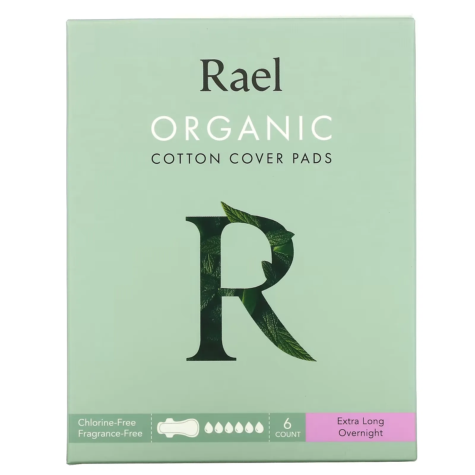 Organic Cotton Cover Pads, Extra Long Overnight, 6 Count