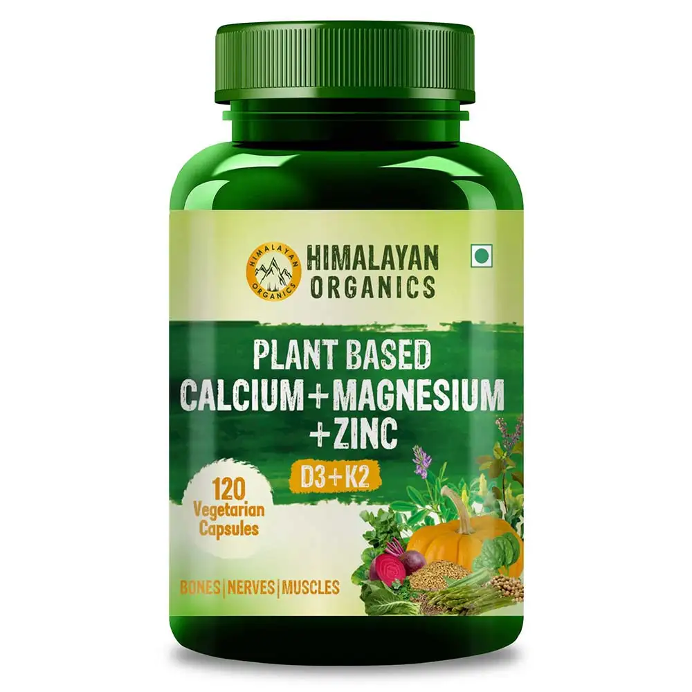 Himalayan Organics Plant Based Calcium Magnesium Zinc D3 & K2,  120 capsules  Unflavoured