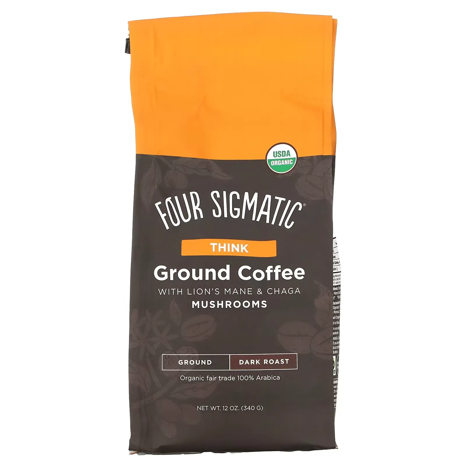 Mushrooms Ground Coffee with Lion's Mane & Chaga, Think, Dark Roast, 12 oz (340 g)