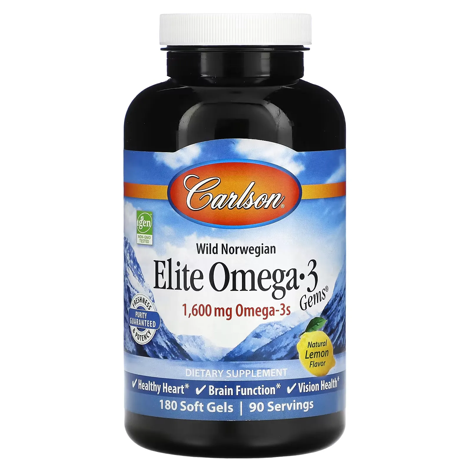 Wild Norwegian, Elite Omega-3 Gems, Natural Lemon , 800 mg, 180 Soft Gels