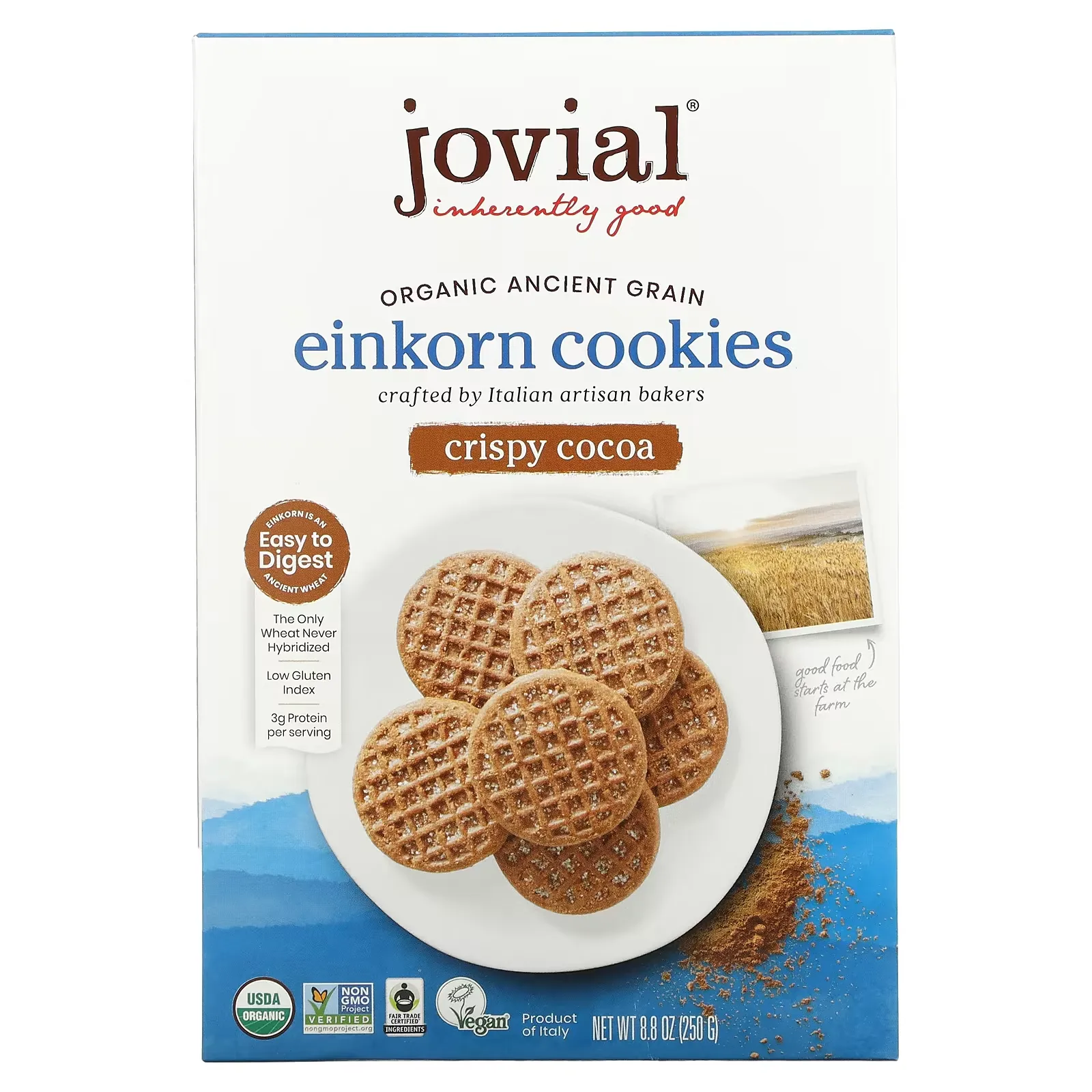 Organic Einkorn Cookies, Crispy Cocoa, 8.8 oz (250 g)