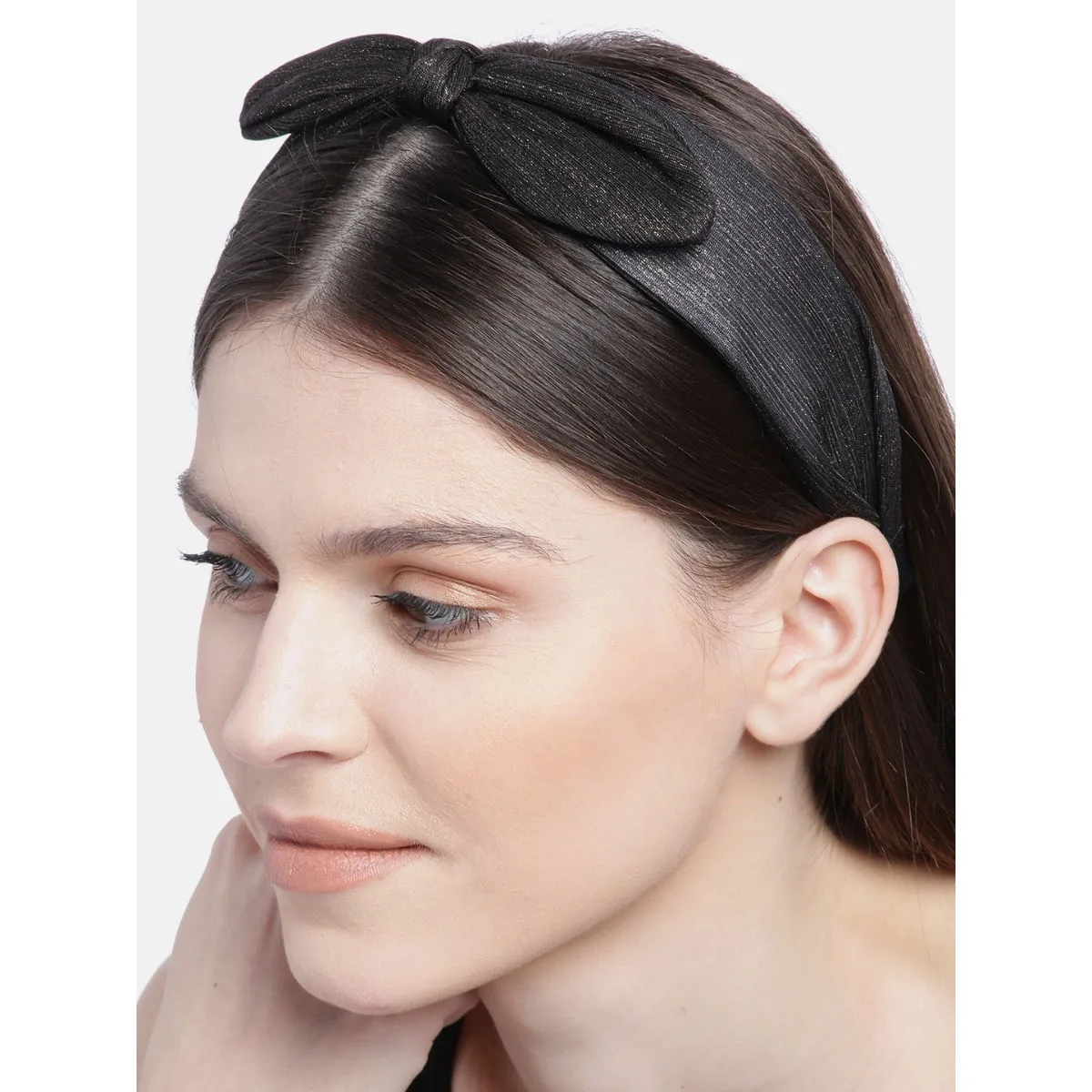 Blueberry Black And Gold Lurex Bunny Knot Hairband