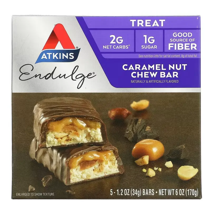 Endulge, Caramel Nut Chew Bar, 5 Bars, 1.2 oz (34 g) Each