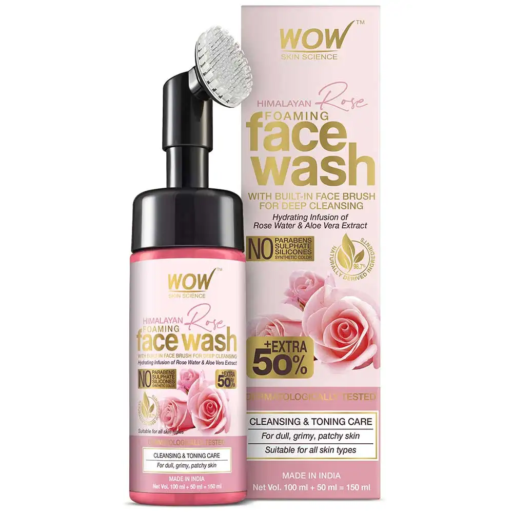 WOW Skin Science Himalayan Rose Foaming Face Wash,  100 ml  for Dull & Patchy Skin