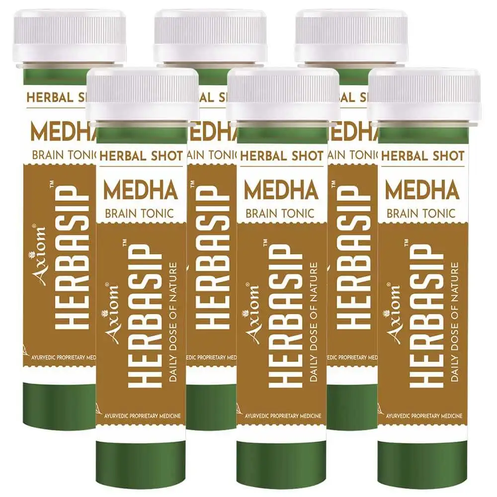 Herbasip Medha Juice Pack of 6 Shots,  Unflavoured  50 ml