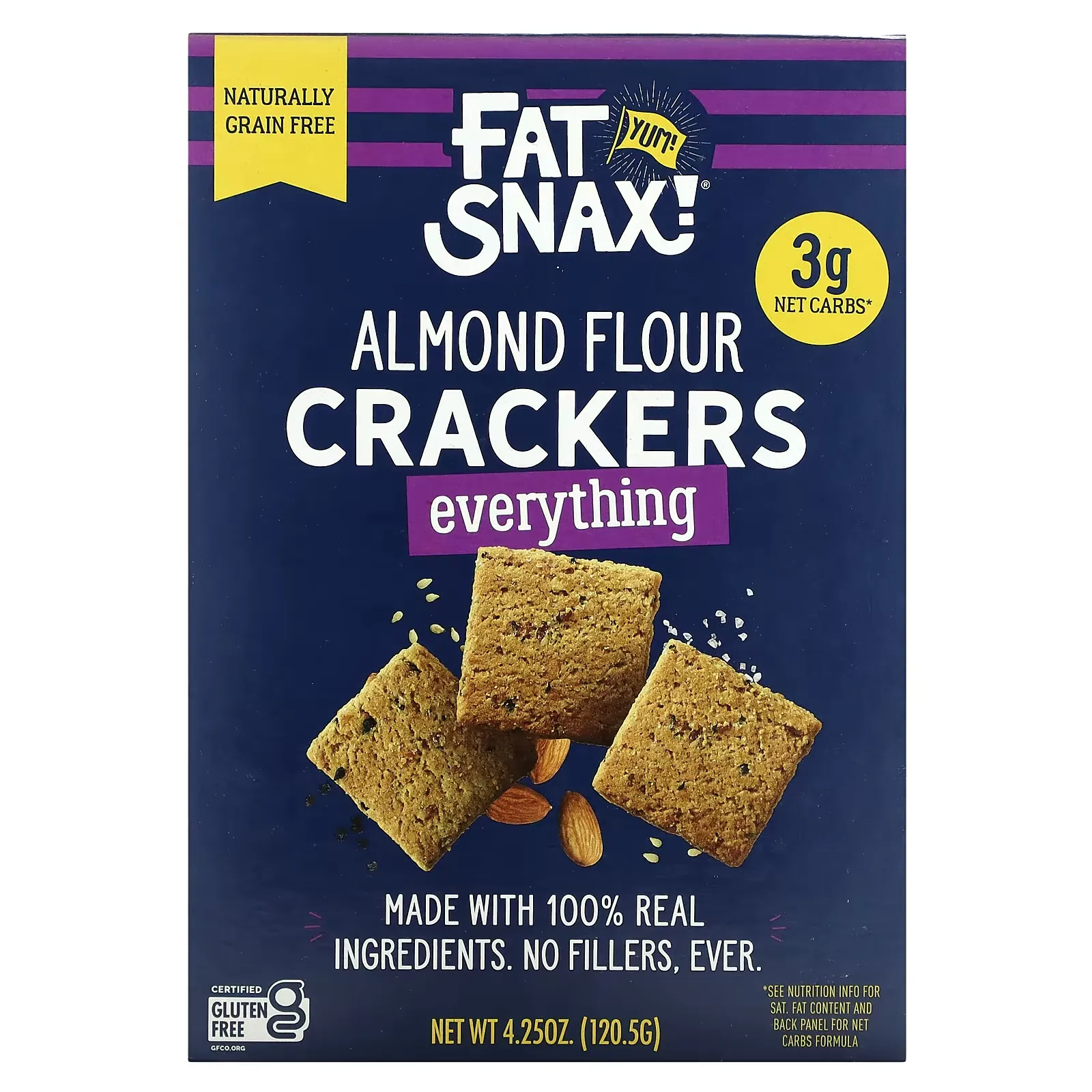 Almond Flour Crackers, Everything, 4.25 oz (120.5 g)