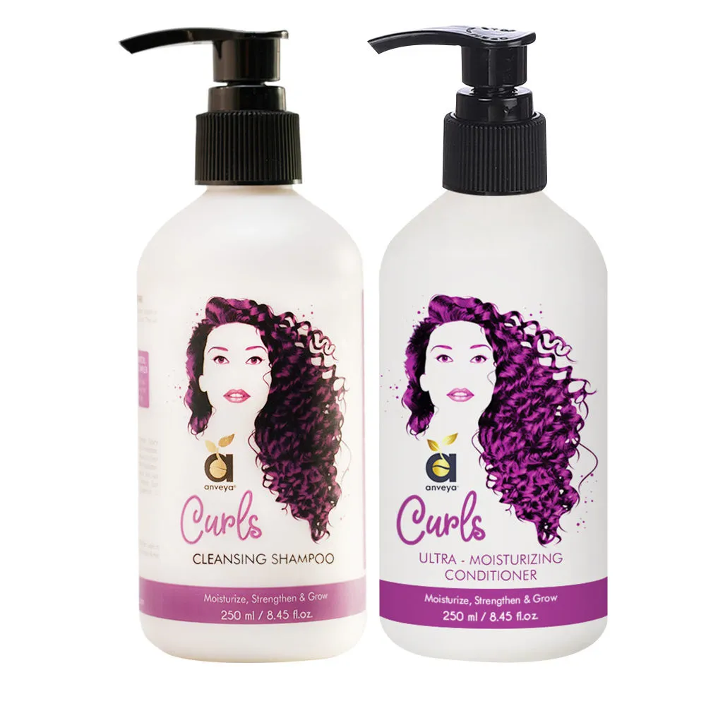 Anveya Curls Shampoo & Conditioner Combo: For Bouncy, Tangle-free, Curly Hair