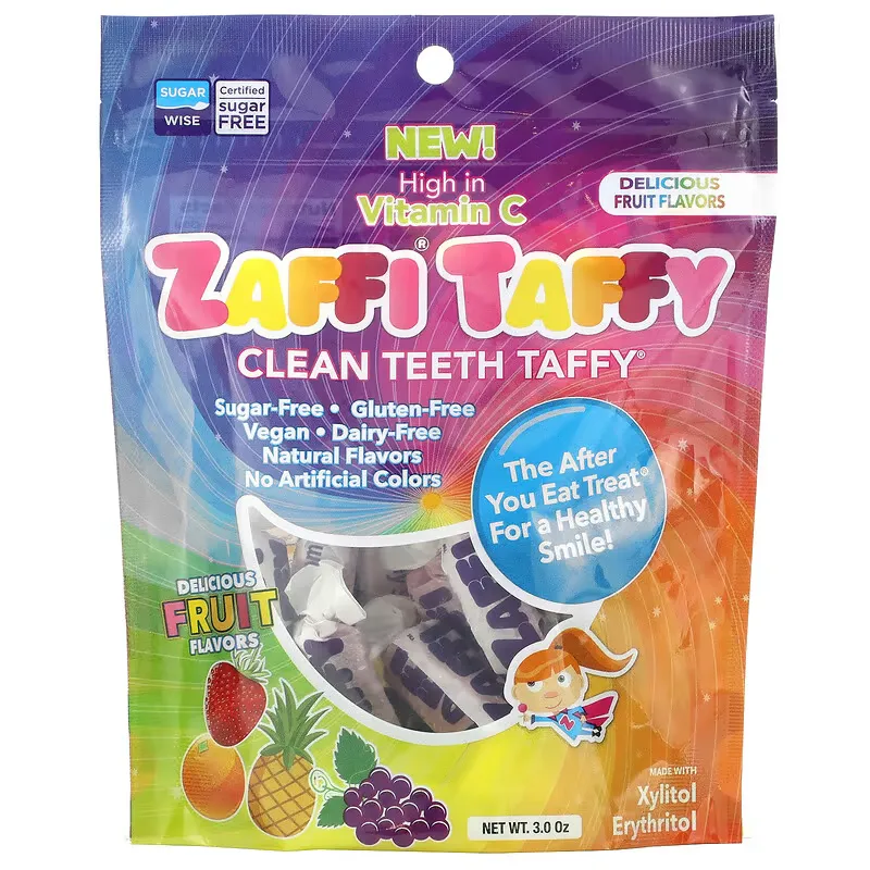 Zaffi Taffy, Clean Teeth Taffy, Delicious Fruit Flavors, 3 oz