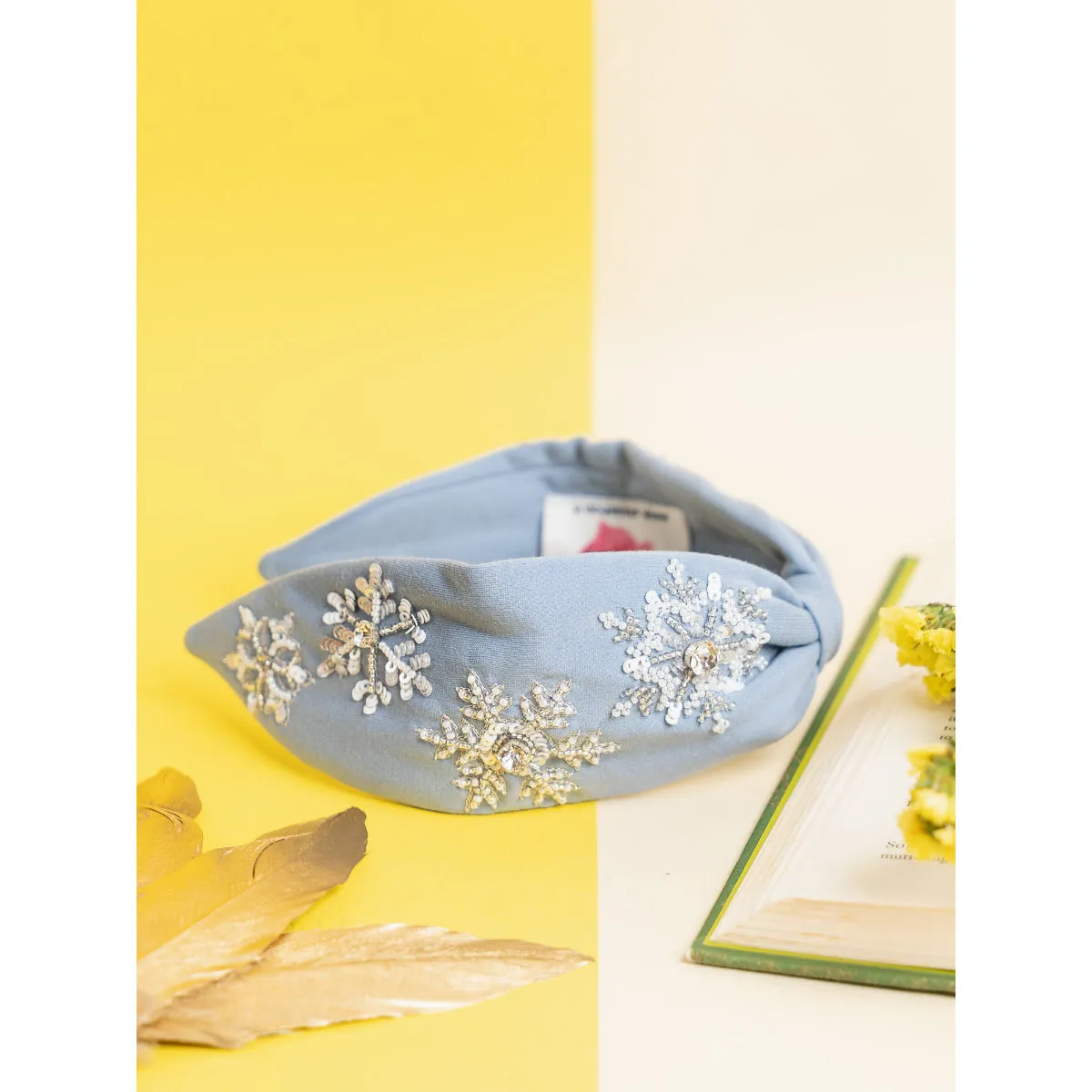 Elaa Elsa Snowflake Embroidered Headband In Blue