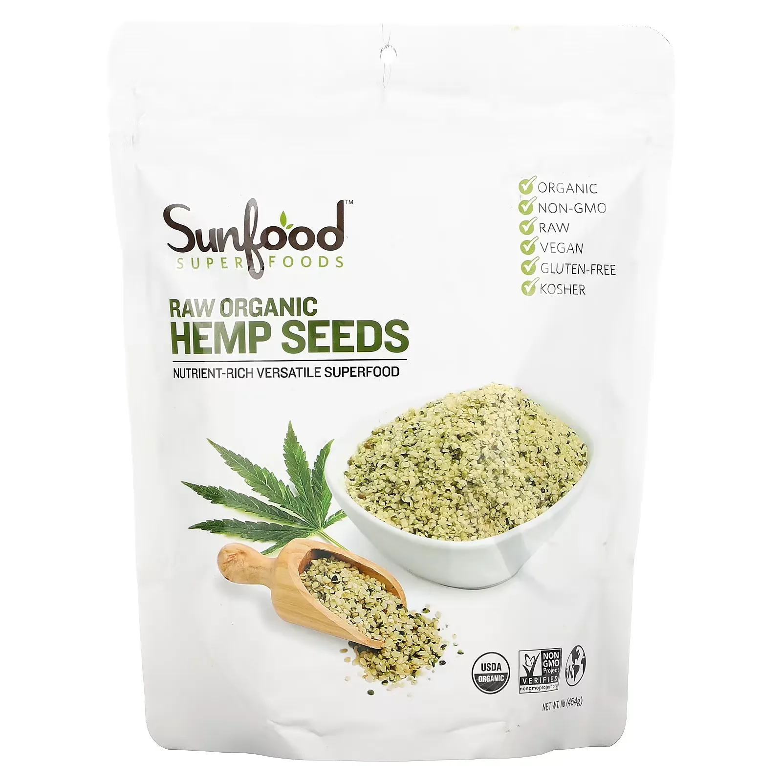 Raw Organic Hemp Seeds, 1 lb (454 g)