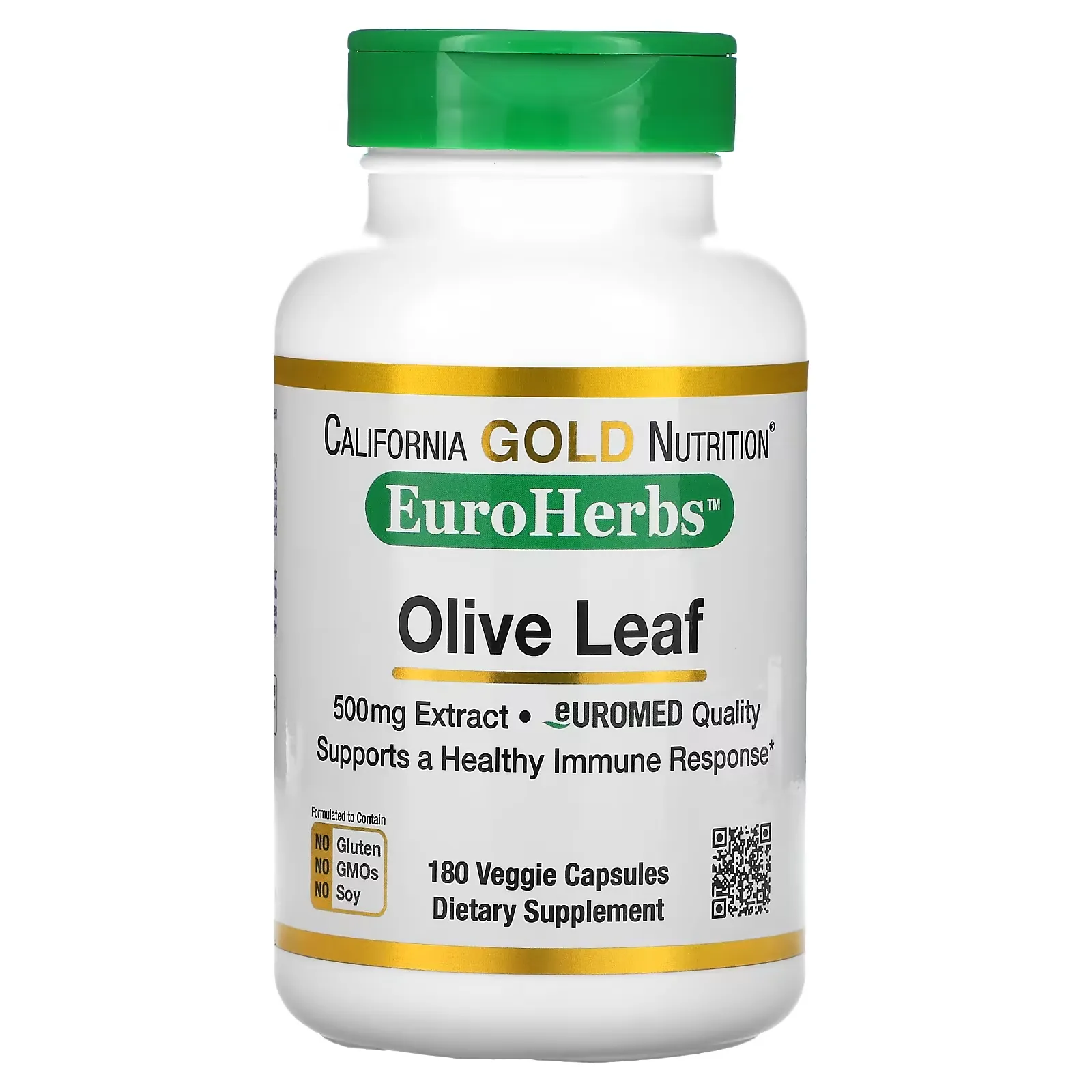 Olive Leaf Extract, EuroHerbs, European Quality, 500 mg, 180 Veggie Capsules